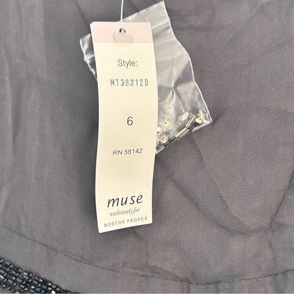 Y2K Silk Midi Beaded Sheath Slip Dress Fairy Grunge SZ 6 NWT Muse Boston Proper - Picture 7 of 11